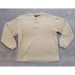Luna Pier Men's‎ Vintage Made In Egypt Tan Long Sleeve Henley Sweater Size L